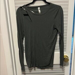 ALO Yoga Dark Green Cutout Long Sleeve Top